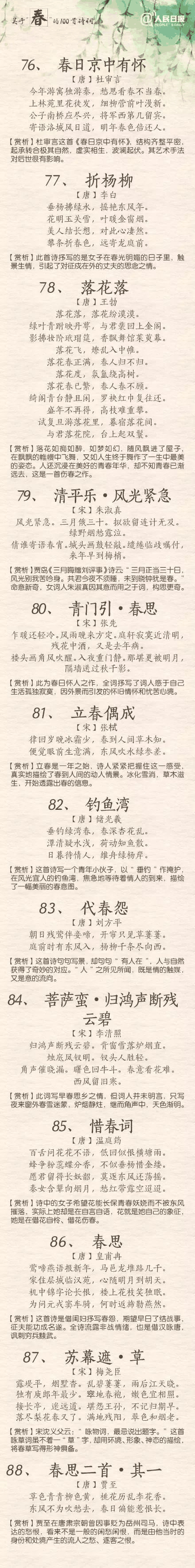人民日?qǐng)?bào)：100首春天唯美經(jīng)典詩詞，為孩子收藏！