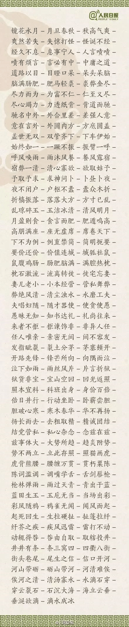 ?1500個成語接龍，貼在墻上，和孩子常玩，語文成績想不好都難！