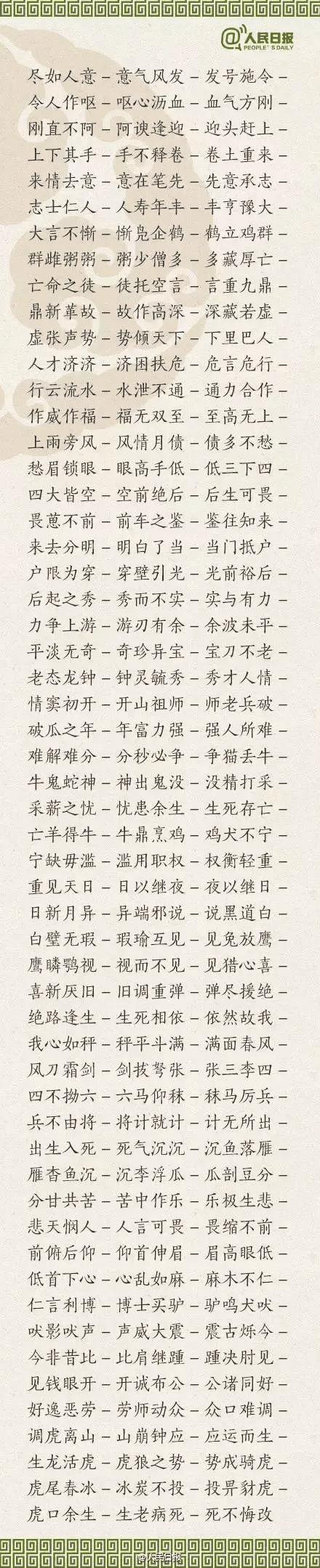 ?1500個成語接龍，貼在墻上，和孩子常玩，語文成績想不好都難！