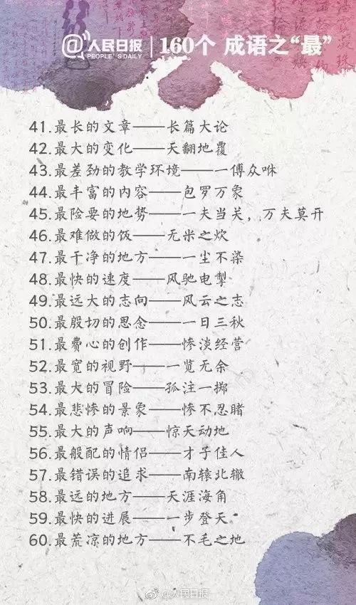 人民日?qǐng)?bào)整理的160個(gè)成語(yǔ)之最，有趣好玩?。ㄊ詹仄饋?lái)）