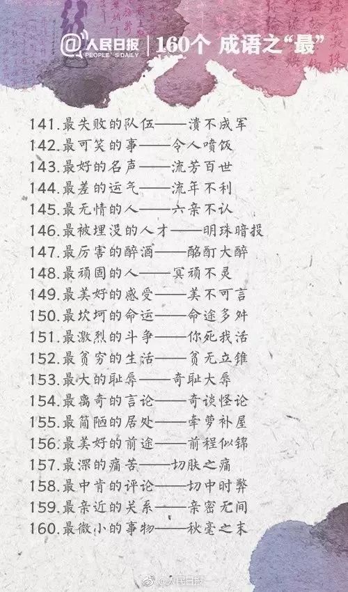 人民日?qǐng)?bào)整理的160個(gè)成語(yǔ)之最，有趣好玩！（收藏起來(lái)）