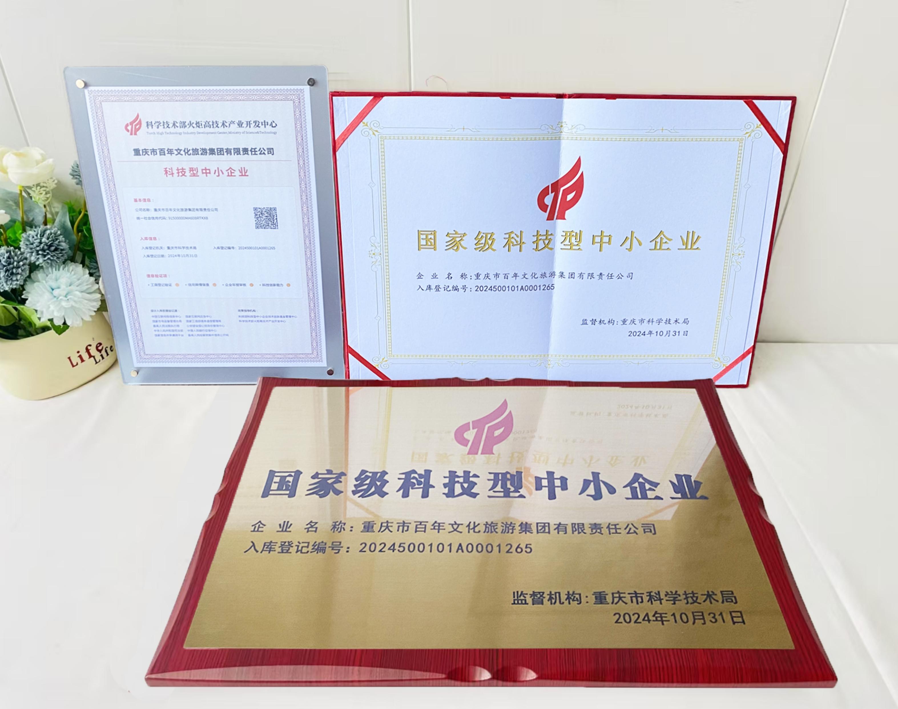 喜訊 | 百年集團(tuán)獲得重慶市科技局“科技型中小企業(yè)”認(rèn)定